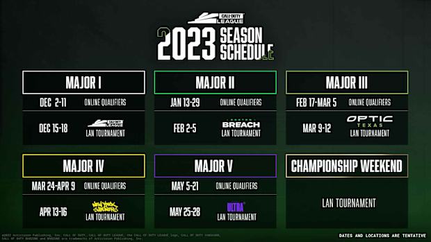 2023 call of duty schedule